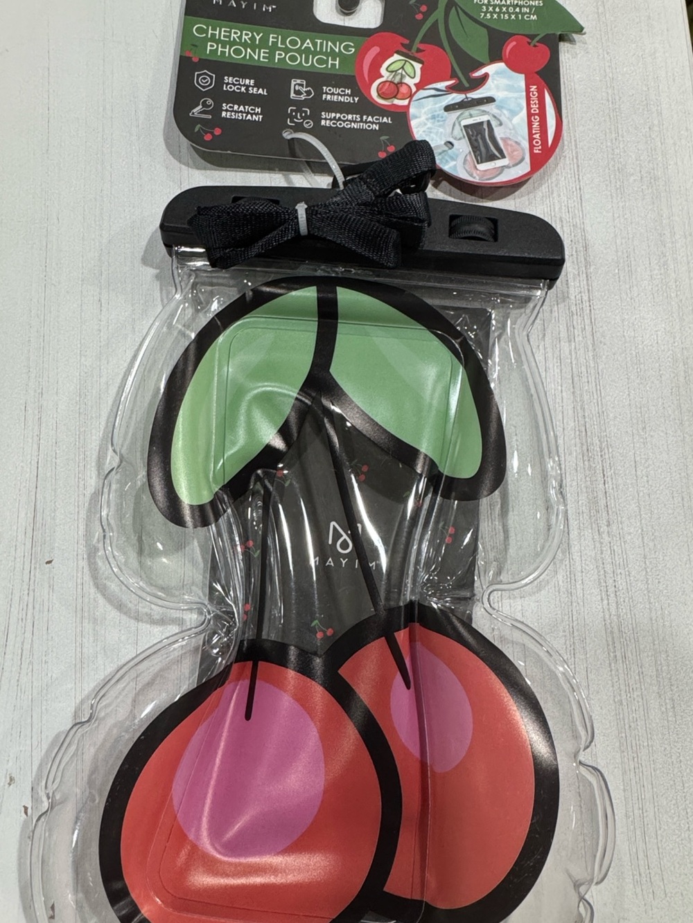 Cherry Floating Phone Pouch in Red, Green